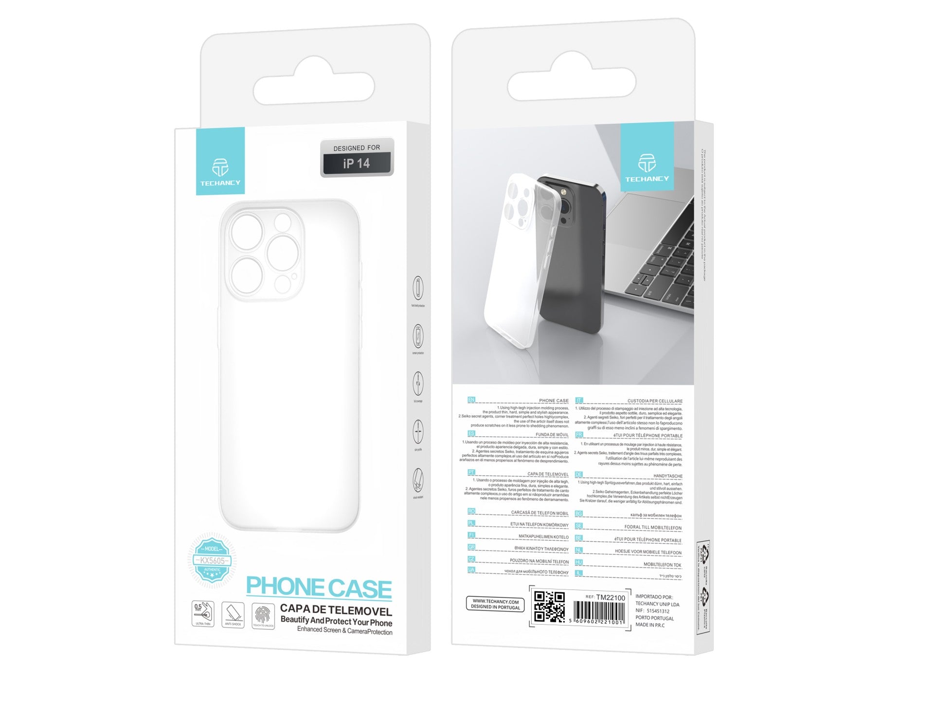 Funda Ultrafina Transparente Techancy KX5605 para iPhone 14 – Protección Ligera y Elegante