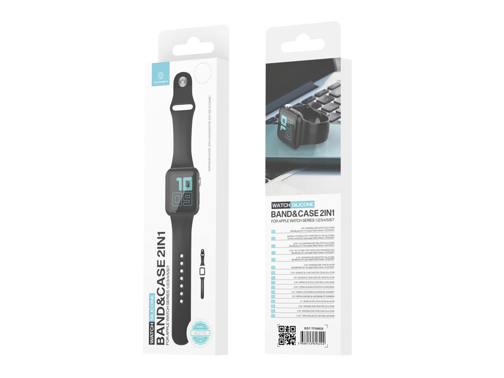 Correa de Silicona Negra Techancy KC2115 para Apple Watch 38mm con Protector de Pantalla
